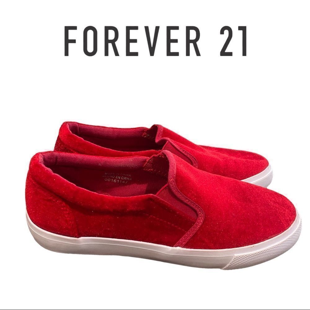 Forever 21 Women's Red Velvet Slip-on Loafers Sneakers 8